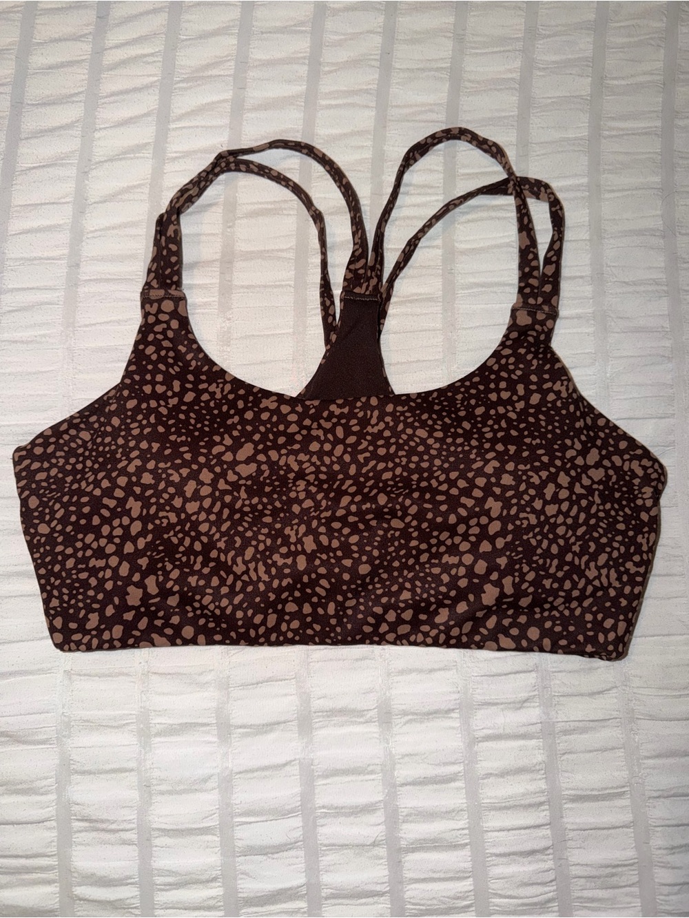 Fabletics Brown Animal Print Strappy Sports Bra